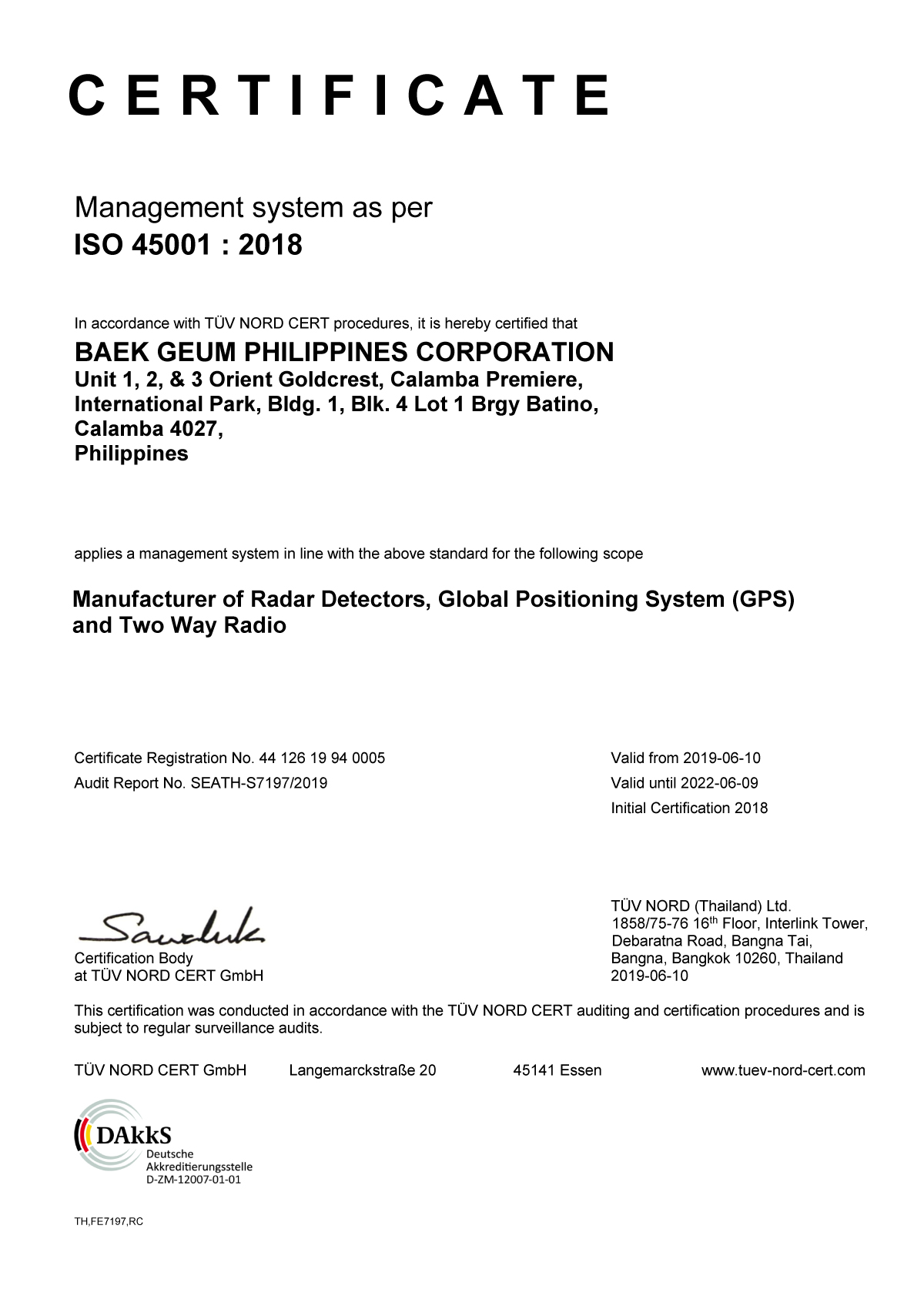 Certificate BGPC [ISO 45001]